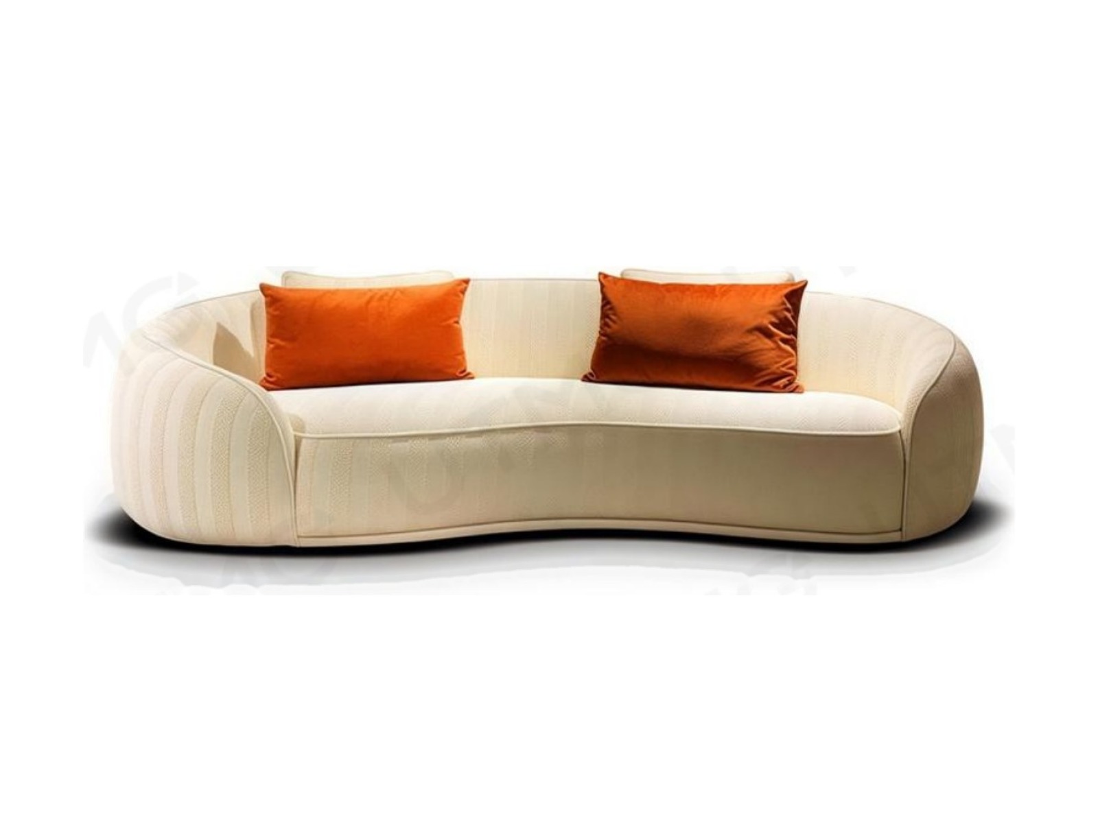 Casa Sofa — Cream ribbed fabric, sculpted organic shell, custom sizes available