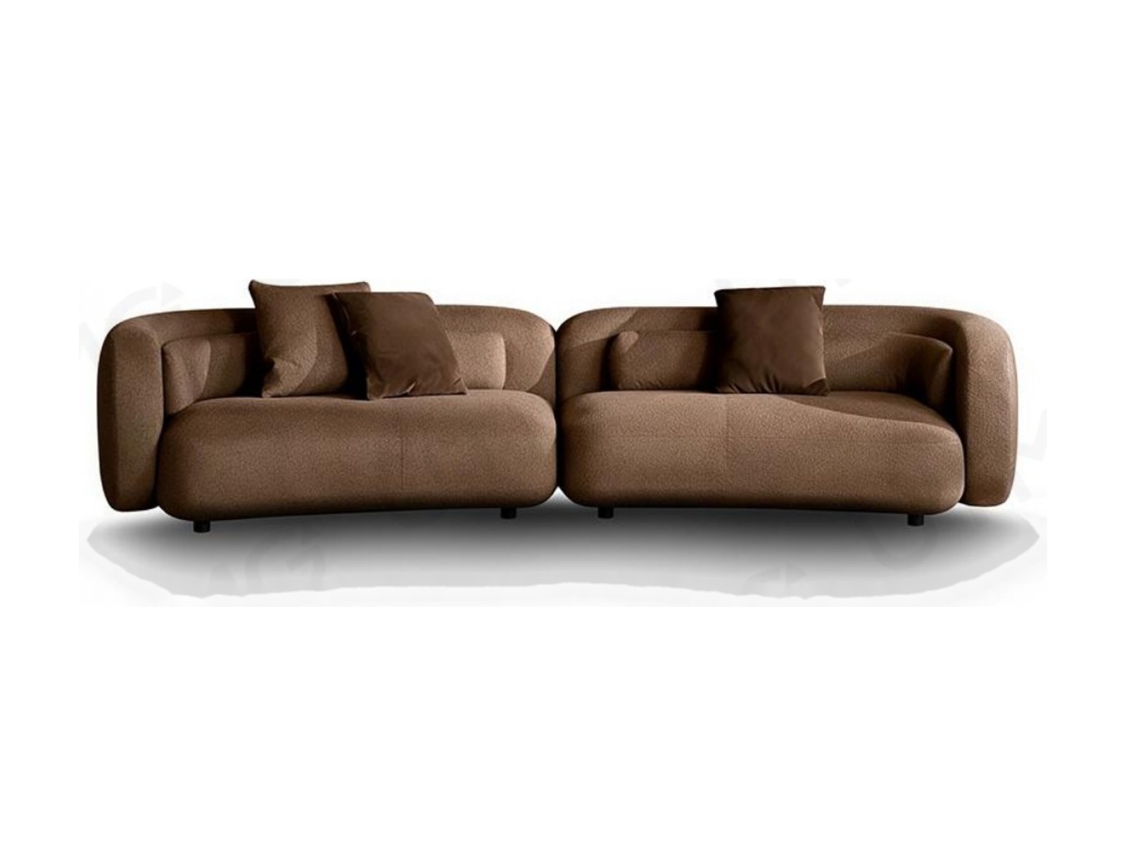 UTMG Bezier Sofa — brown bouclé rounded two-piece composition