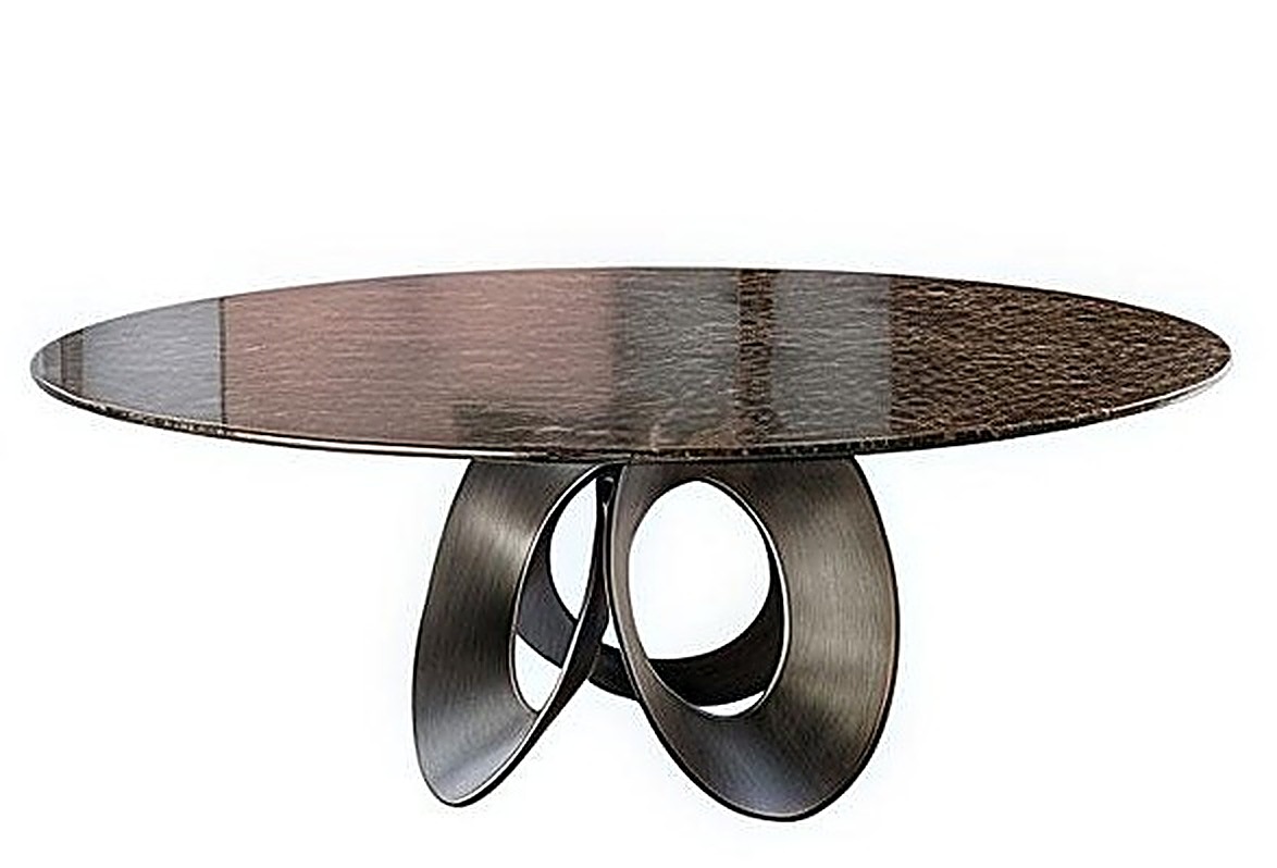 Anelli Oval — Bronze-brown stone top, interlocking brushed bronze rings
