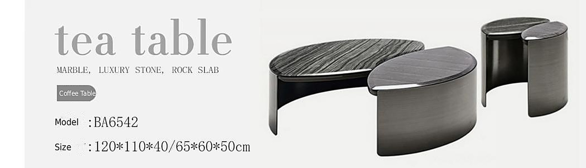 Fissure Nesting Duo — Grey vein rock slab tops, gunmetal brushed metal bodies